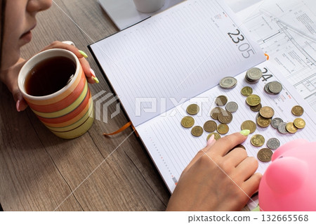 Strategically Planning Your Finances with Coffee and Coins on a WellOrganized Calendar 132665568