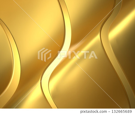 Golden Abstract Shapes on a Line-Based Background 132665689