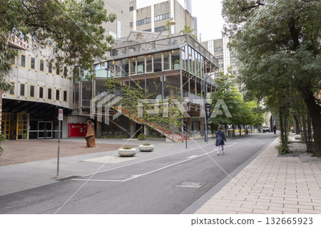 Melbourne, Australia - December 28,2023 : View of educational building of RMIT university in Melbourne, Australia on December 28,2023. 132665923