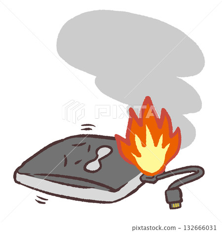 可愛的手機電池燃燒插圖 132666031