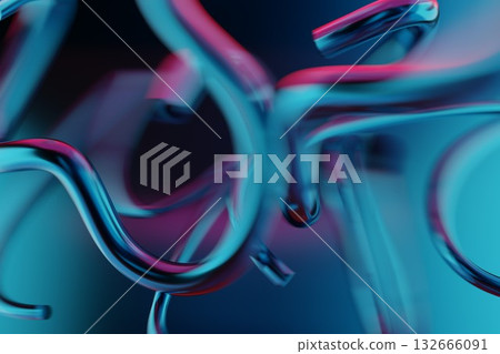 Dark Birch Background with Abstract Line Shapes and Bright Purple 3D Highlights Dark Birch Background with Abstract Line Shapes and Bright Purple 3D Highlights 132666091