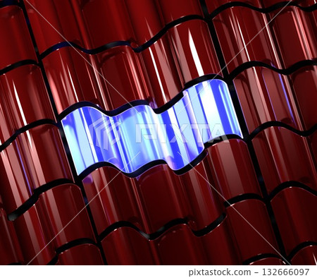 Red Abstract Shapes on a Birch-Colored Background 132666097