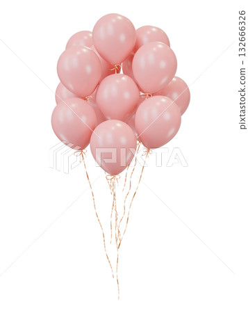 Pink balloons bunch. Party celebration balloons on isolated background. 3d rendering. Applicable for birthday holiday design. Pink balloons bunch. Party celebration balloons on isolated background. 3d rendering. Applicable for birthday holiday design. 132666326