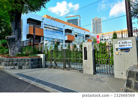 在廣尾高檔住宅區，一條綠樹成蔭的街道沐浴在初秋的陽光下。 132666569