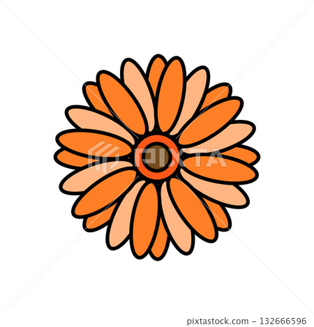 可愛的流行花卉圖示（非洲菊） 132666596