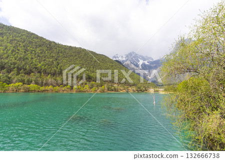 Beautiful view of Blue Moon Valley lake in Lijiang, China. 132666738
