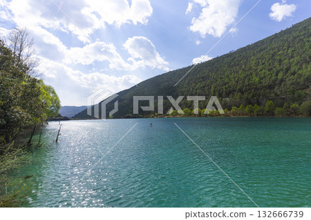 Beautiful view of Blue Moon Valley lake in Lijiang, China. 132666739