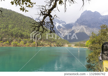 Beautiful view of Blue Moon Valley lake in Lijiang, China. Beautiful view of Blue Moon Valley lake in Lijiang, China. 132666742