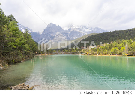 Beautiful view of Blue Moon Valley lake in Lijiang, China. 132666748
