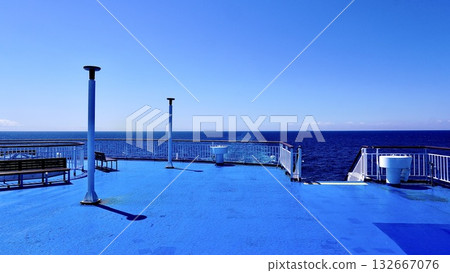 Daytime deck view of the Pacific ferry Kisono Daytime deck view of the Pacific ferry Kisono 132667076