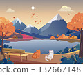 Mountain and cat landscape 132667148