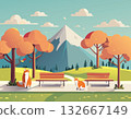 Park scenery with mountains 132667149