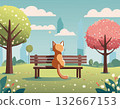 Cat sitting on the bench 132667153