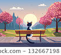Landscape of dusk and cat 132667198