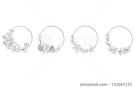 Set of black laurels frames branches.  132667233