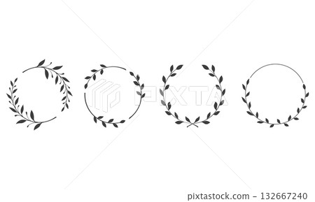 Set of black laurels frames branches.  132667240