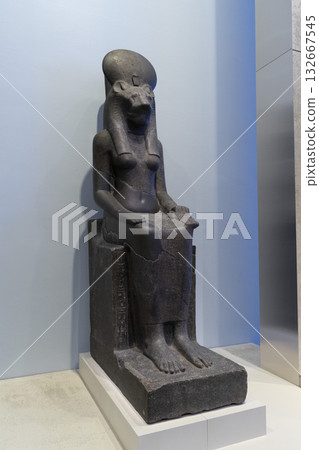 Melbourne, Australia - July 2, 2024 : Statue of the goddess Sekhmet on display at the National Gallery of Victoria in Melbourne, Australia on July 2, 2024. Melbourne, Australia - July 2, 2024 : Statue of the goddess Sekhmet on display at the National Gallery of Victoria in Melbourne, Australia on July 2, 2024. 132667545