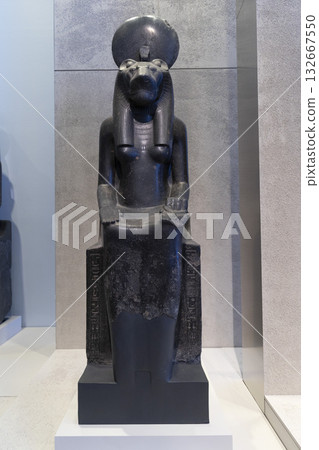 Melbourne, Australia - July 2, 2024 : Statue of the goddess Sekhmet on display at the National Gallery of Victoria in Melbourne, Australia on July 2, 2024. Melbourne, Australia - July 2, 2024 : Statue of the goddess Sekhmet on display at the National Gallery of Victoria in Melbourne, Australia on July 2, 2024. 132667550