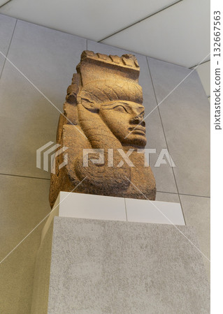 Melbourne, Australia - July 2, 2024 : Relief showing Pharaoh Ptolemy I on display at the National Gallery of Victoria in Melbourne, Australia on July 2, 2024. Melbourne, Australia - July 2, 2024 : Relief showing Pharaoh Ptolemy I on display at the National Gallery of Victoria in Melbourne, Australia on July 2, 2024. 132667563