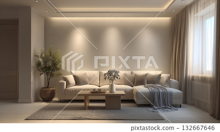 採用間接照明的現代客廳－營造寧靜而奢華的空間設計 132667646