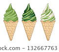 Illustration of three types of matcha soft serve ice cream (Matcha Sweets 11) 132667763