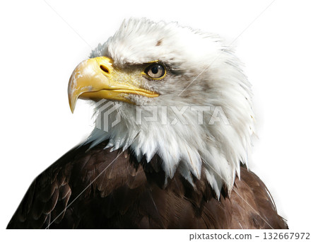 Close-Up of a Majestic Bald Eagle with Intense Gaze Close-Up of a Majestic Bald Eagle with Intense Gaze 132667972