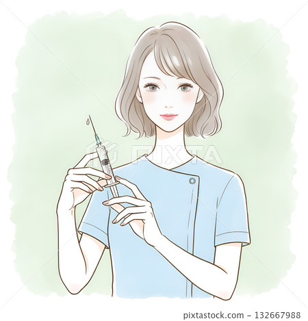 醫療專業人士圖示：手持注射器的女醫生 132667988