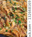 Sauteed Wild Mushrooms with Garlic and Parsley in Olive Oil 132668169