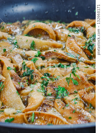 Sauteed Wild Mushrooms with Garlic and Parsley in Olive Oil Sauteed Wild Mushrooms with Garlic and Parsley in Olive Oil 132668171