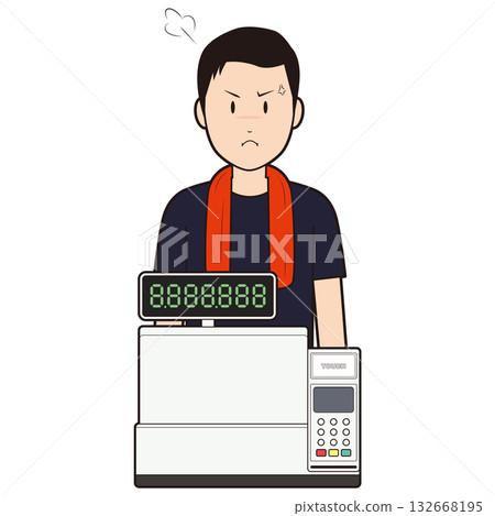 Register and male restaurant staff ⑥ 132668195