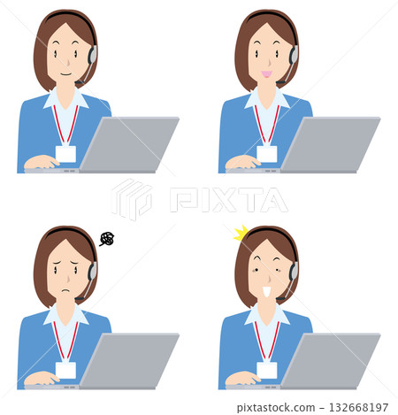 筆記型電腦和女性呼叫中心員工 ① 132668197