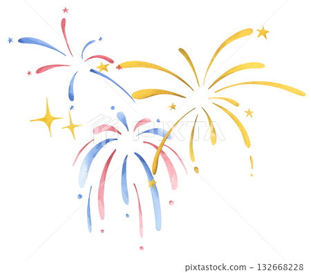 Watercolor illustration of Fireworks for new year. Watercolor illustration of Fireworks for new year. 132668228