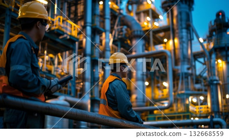 Oli refinery workers in action 132668559