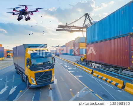 Today, a drone has successfully delivered cargo over a series of heavy shipping containers at a busy port facility 132668560