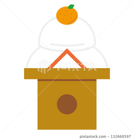 Simple and cute illustration of Kagami mochi Simple and cute illustration of Kagami mochi 132668597