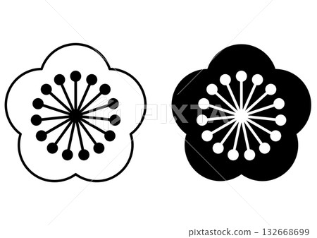 Plum blossom icon set Simple Japanese style symbol Monochrome Plum blossom icon set Simple Japanese style symbol Monochrome 132668699