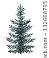 Hand drawn blue spruce. Christmas decor. Watercolor illustration. 132668793