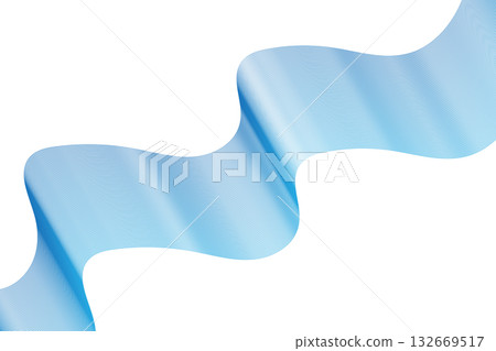 Light Blue Ribbon Wave. Abstract Gradient Flow with Glossy Texture and White Background 132669517