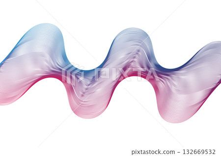 Blue to Pink Wave Ribbon. Abstract Gradient Curve with Glossy Texture and Fluid Motion 132669532
