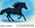 A galloping horse symbolizing speed and innovation 132669596