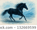 A galloping horse symbolizing speed and innovation 132669599