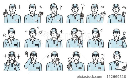 Business - Male avatar upper body wearing a hat in the transportation industry - Simple icon set vector illustration material 132669818