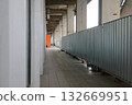 Long Modern Covered Walkway Corridor with Linear Perspective View Long Modern Covered Walkway Corridor with Linear Perspective View 132669951