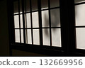 Dramatic Backlit Window Grid Silhouette Creating Geometric Pattern Dramatic Backlit Window Grid Silhouette Creating Geometric Pattern 132669956