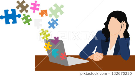 思考商業策略的女商人的插圖 思考商業策略的女商人的插圖 132670230