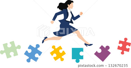 Illustration of a businesswoman thinking about business strategies Illustration of a businesswoman thinking about business strategies 132670235