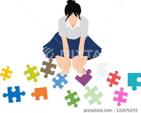 Illustration of a businesswoman thinking about business strategies Illustration of a businesswoman thinking about business strategies 132670245