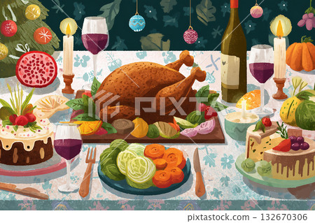 Christmas Festive Dinner Christmas Festive Dinner 132670306