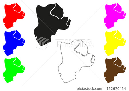 Mawlamyine city (Republic of the Union of Myanmar, Burma) map vector illustration, scribble sketch Mawlamyaing or Moulmein map 132670434