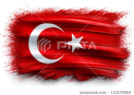 Turkey flag art concept with brush strokes 132670969